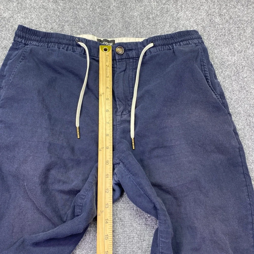 Scotch & Soda Warren Navy Blue Organic Cotton Linen Blend Drawstring Pants Sz 32